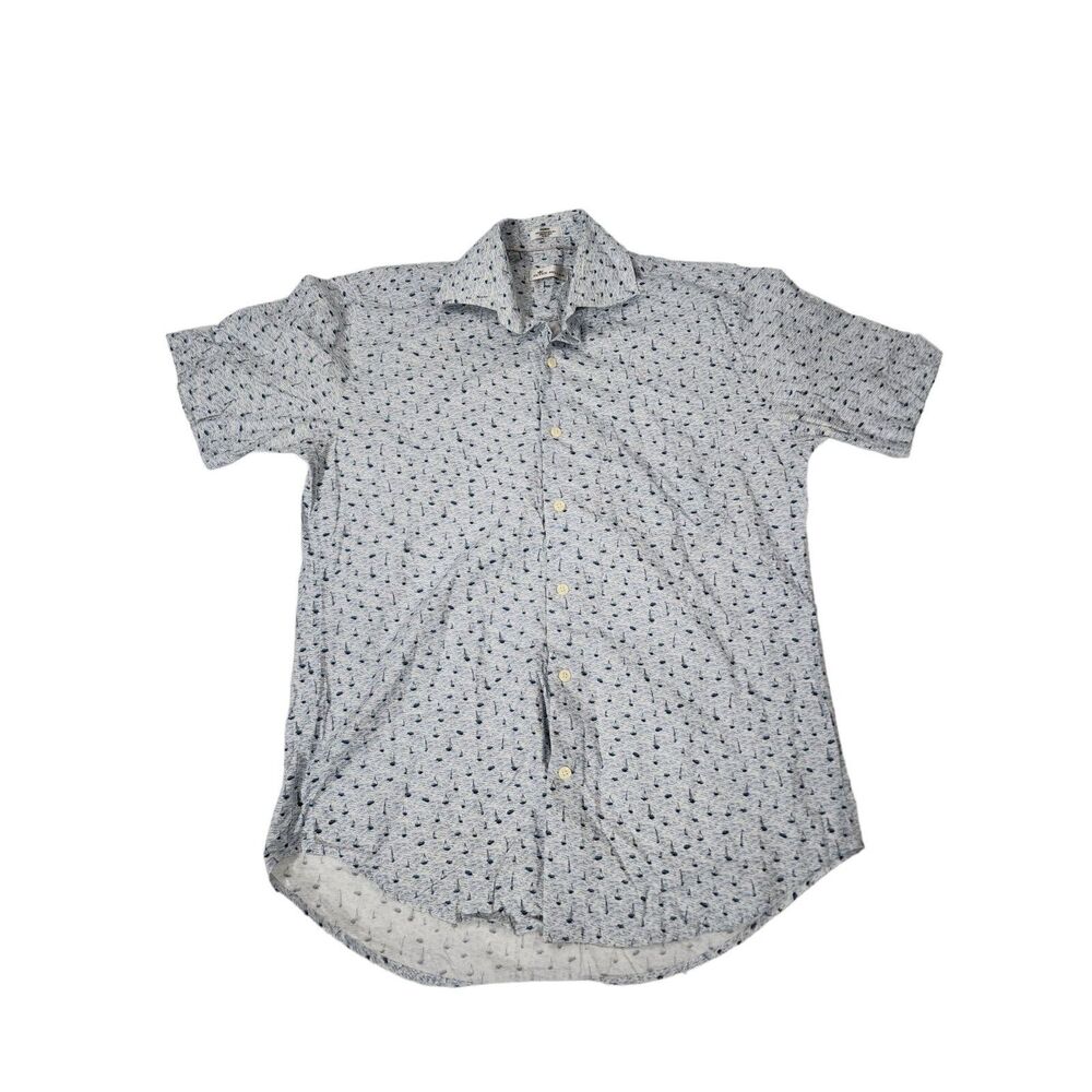 Peter Millar Mens M Medium Sailboat Short Sleeve Button Front Shirt‎